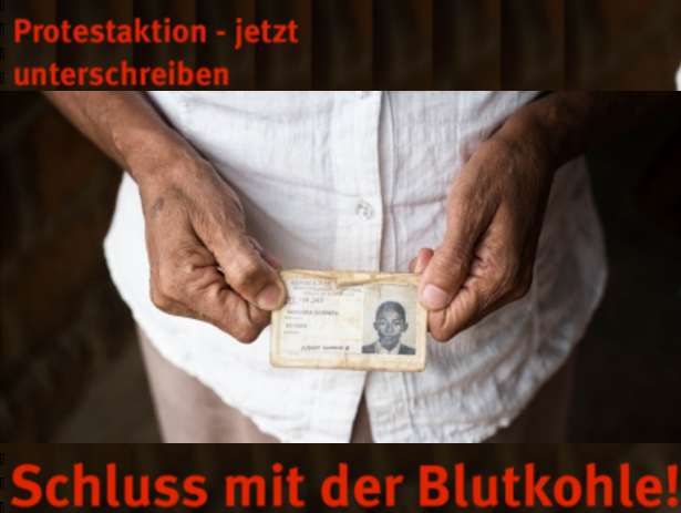 Unterschriftenaktion gegen Blutkohle aus Kolumbien bei EnBW